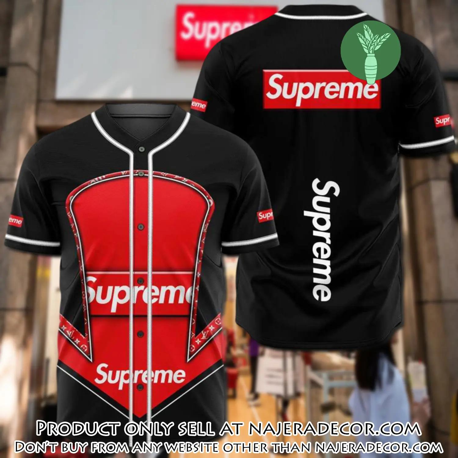 Supreme black red baseball jersey shirt luxury bjs1240 njr1801252